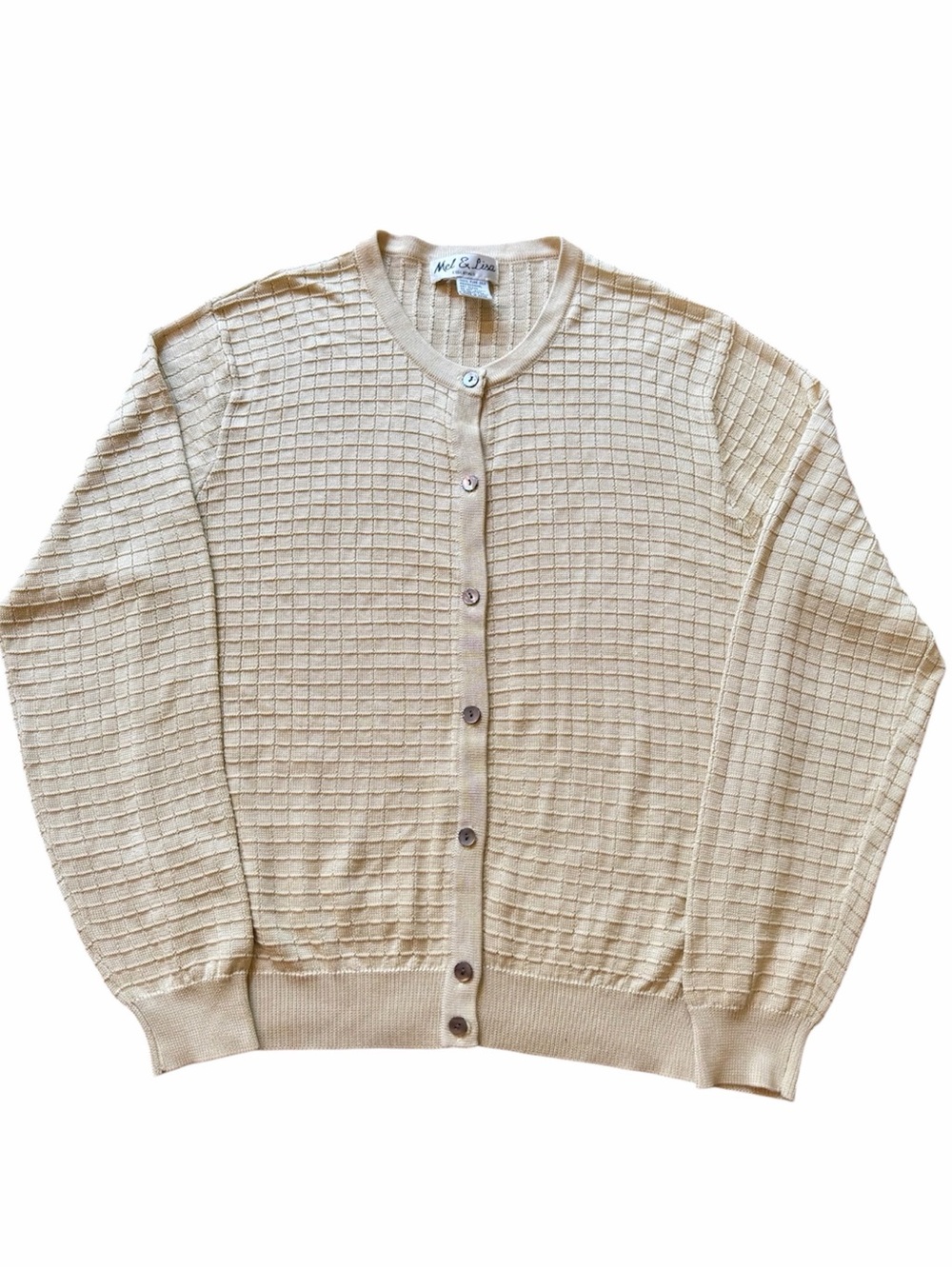 Mel & Lisa Essentials Silk Button Front Cardigan Sweater Medium Butter Yellow